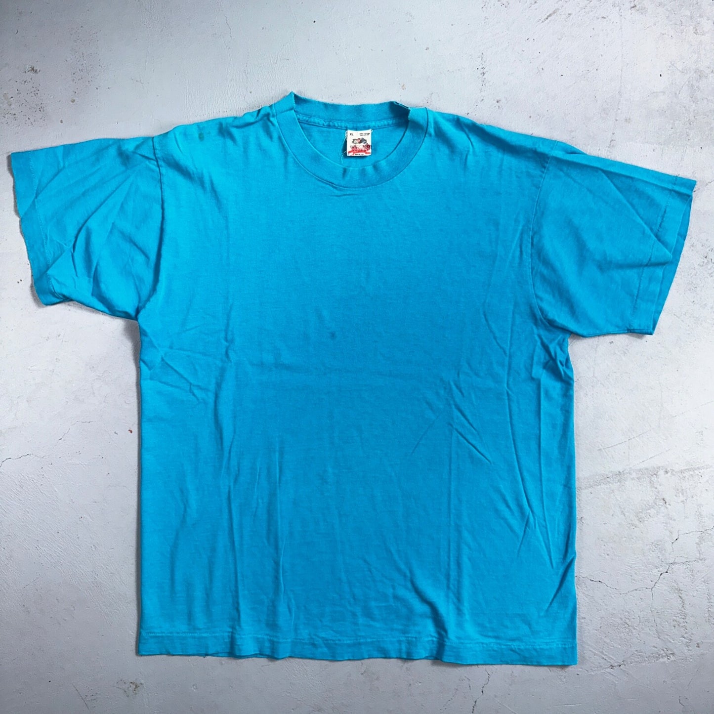 Fruit Of The Loom 90s VTG T Shirt Blank Lot Blue XL Cool Used Single Stitch Worn