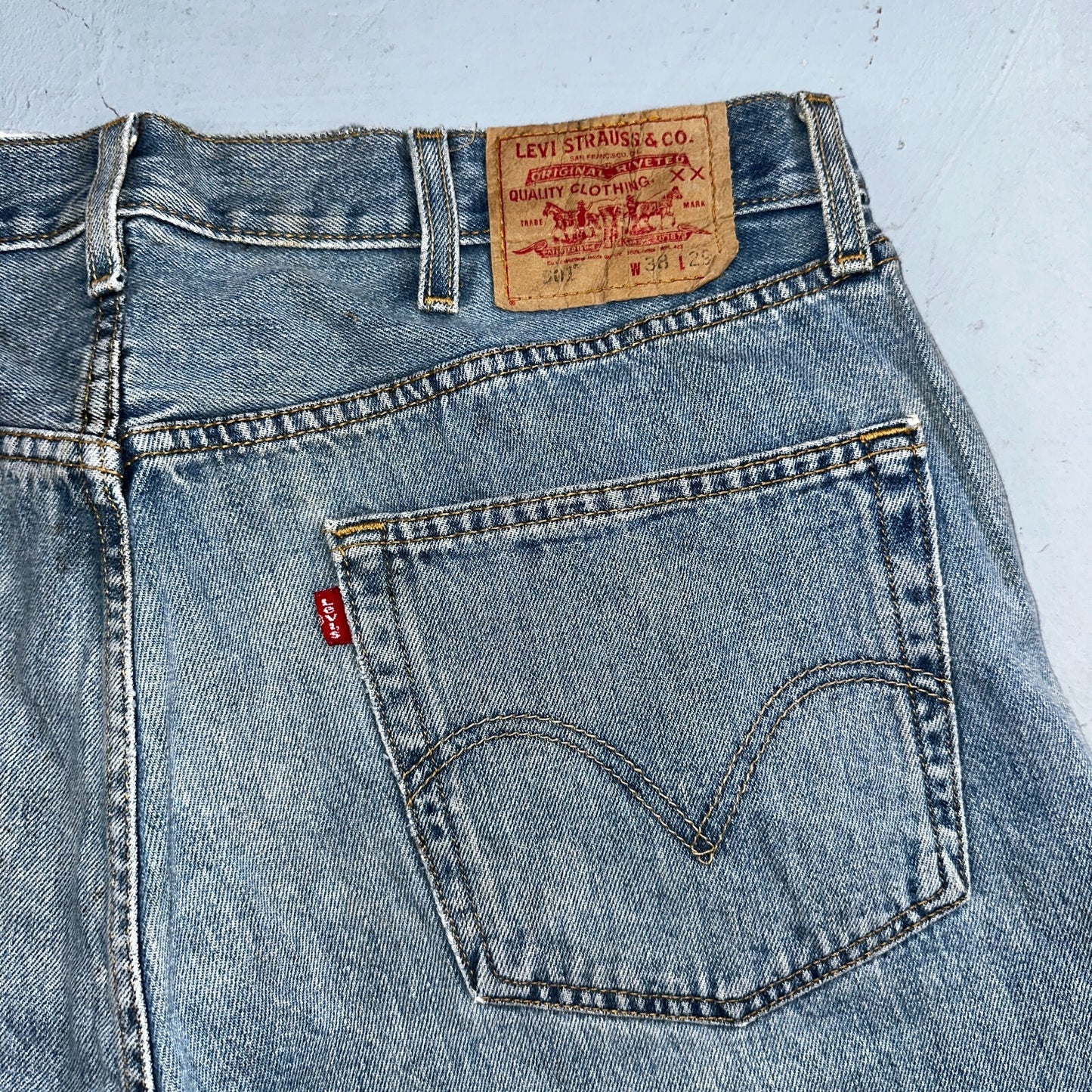 Levis 501 Vintage Y2K XX Straight Leg Jeans 90s Blue Light Wash 38x29 Act 36x27