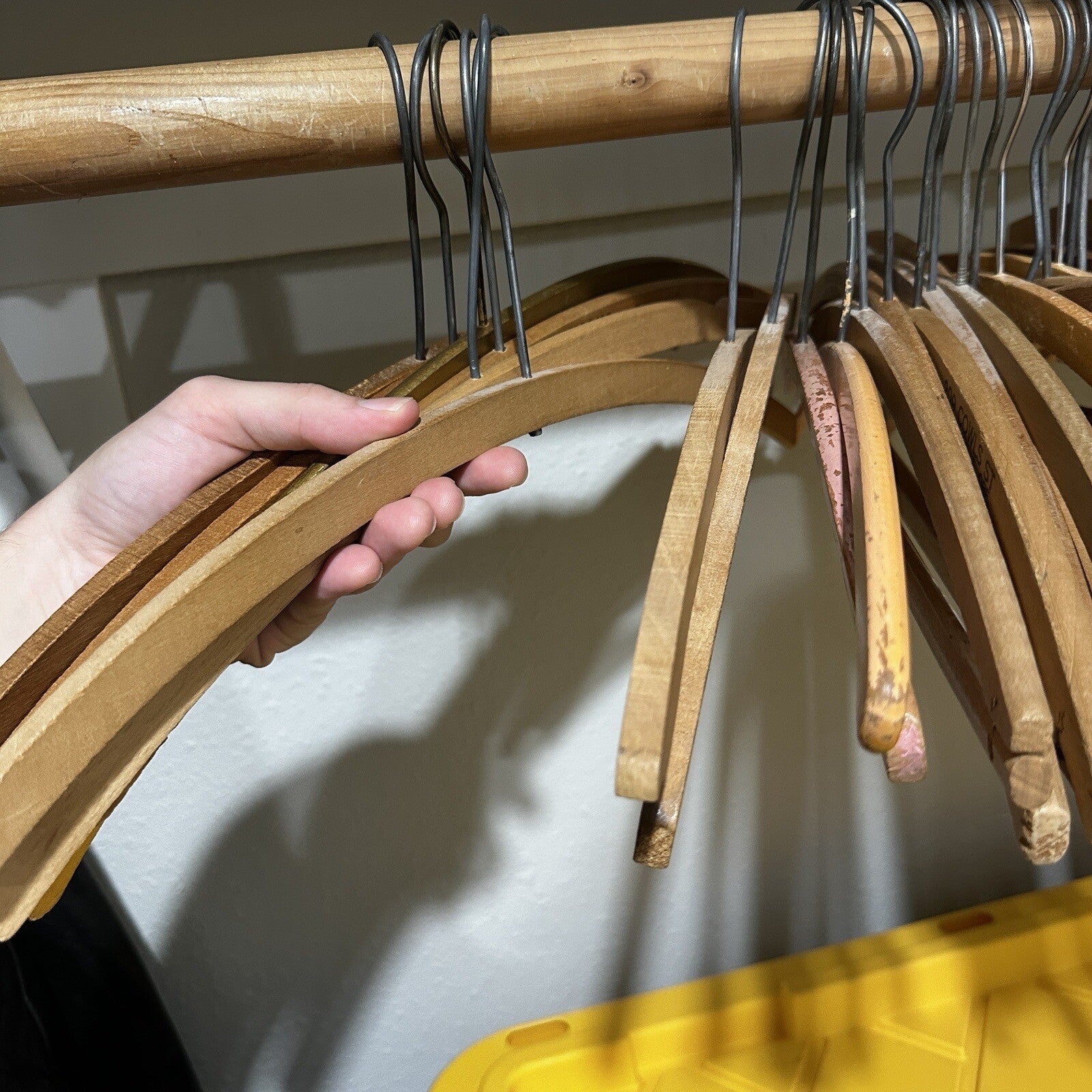 Vintage USA Wood Clothing Hangers Ads Dry Cleaners Laundry 1940s-60s ONLY ONE!