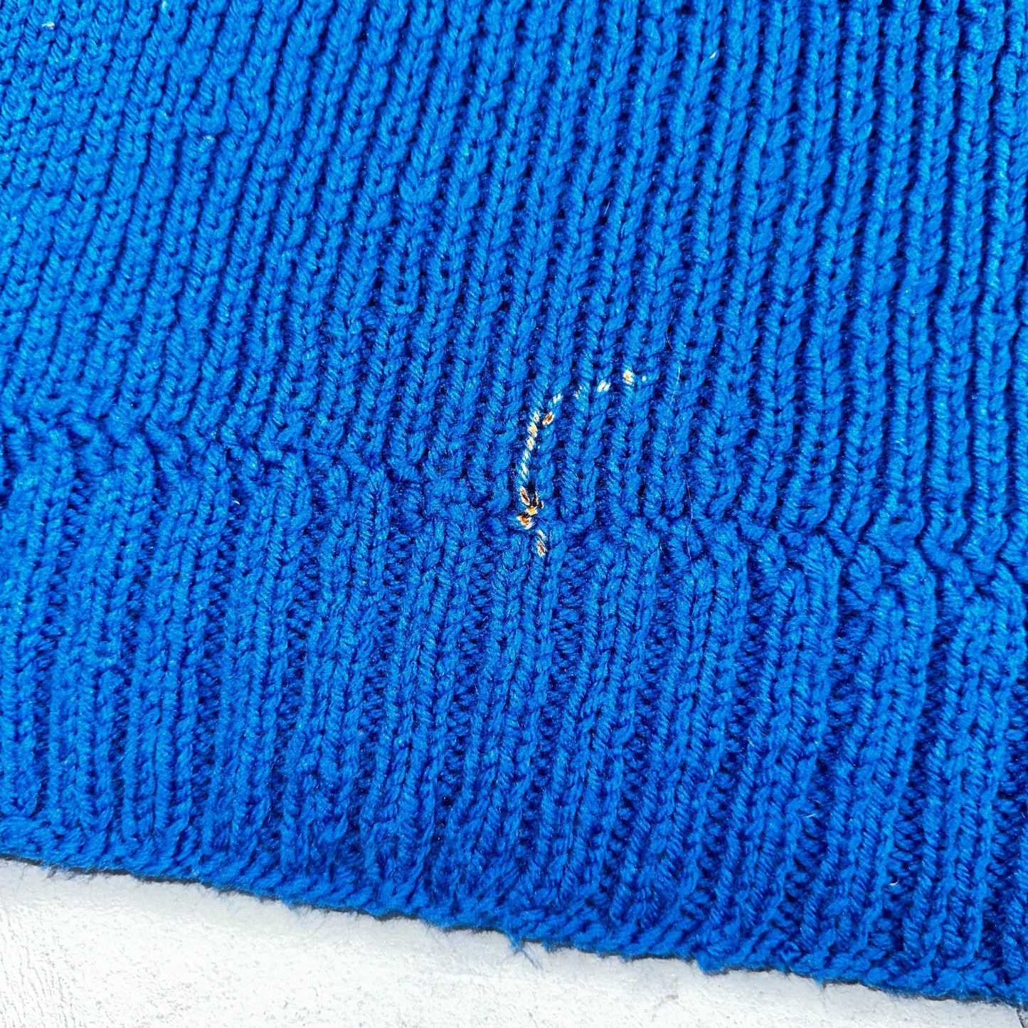 VTG Blue Vest Knitted Sleeveless Sweater Pullover Handmade Knit 70s 1970s