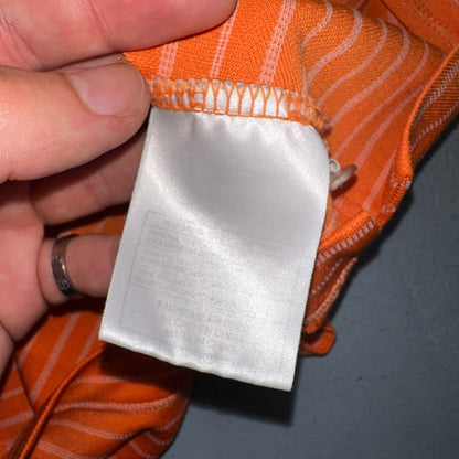 Nike Golf Dri Fit Orange Striped Polo Shirt L Large Vintage Style Sports Sun