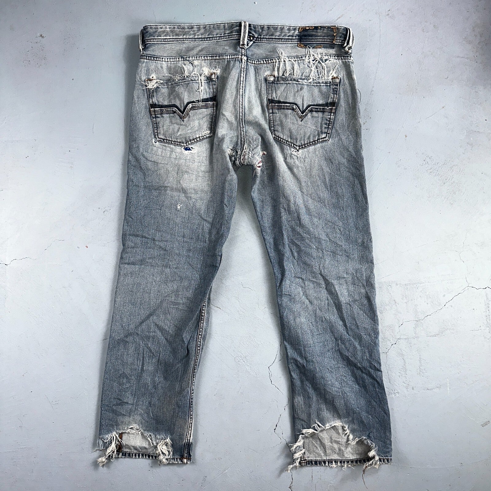 Diesel Larkee Bootcut Stretch Jeans Mens 36x30 Blue Straight 008M2 Whisker Italy