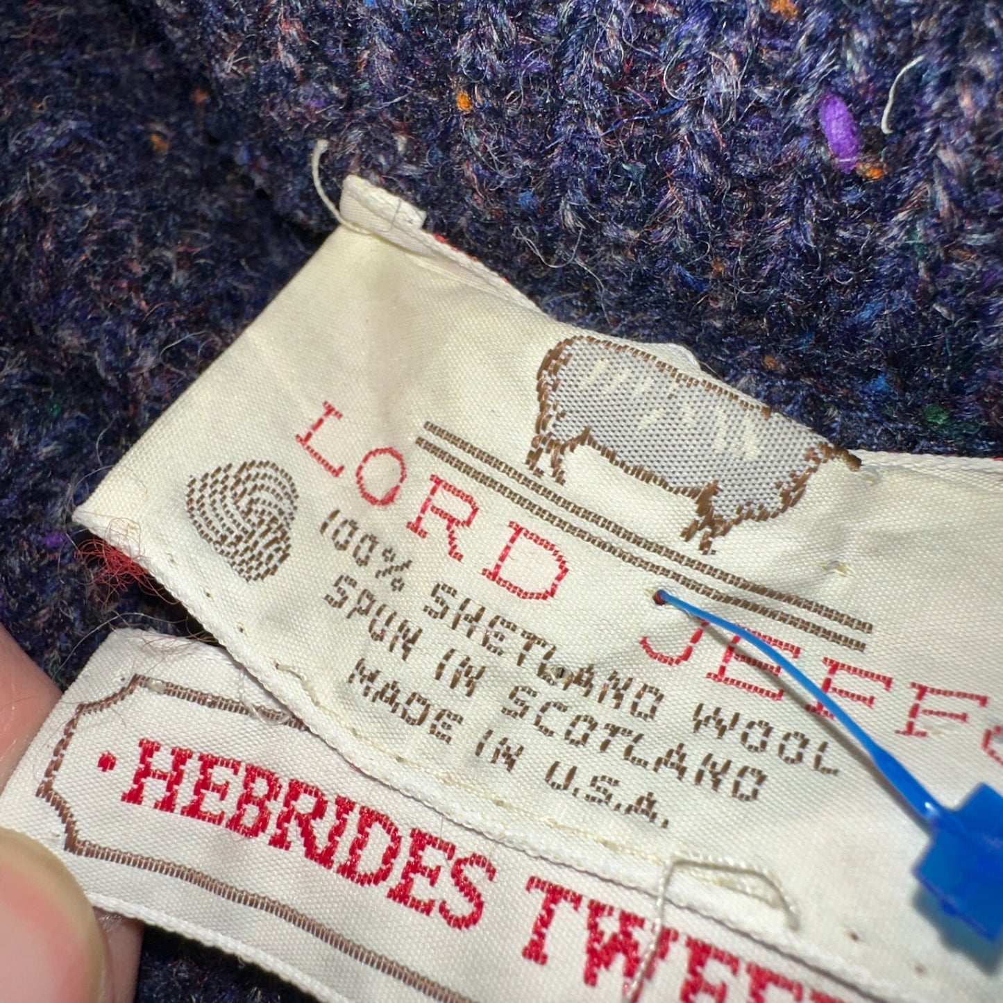 Vintage 70s Lord Jeff Hebrides Tweeds Pullover Sweater Large Purple 1970s Wool