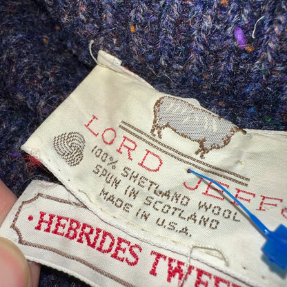 Vintage 70s Lord Jeff Hebrides Tweeds Pullover Sweater Large Purple 1970s Wool