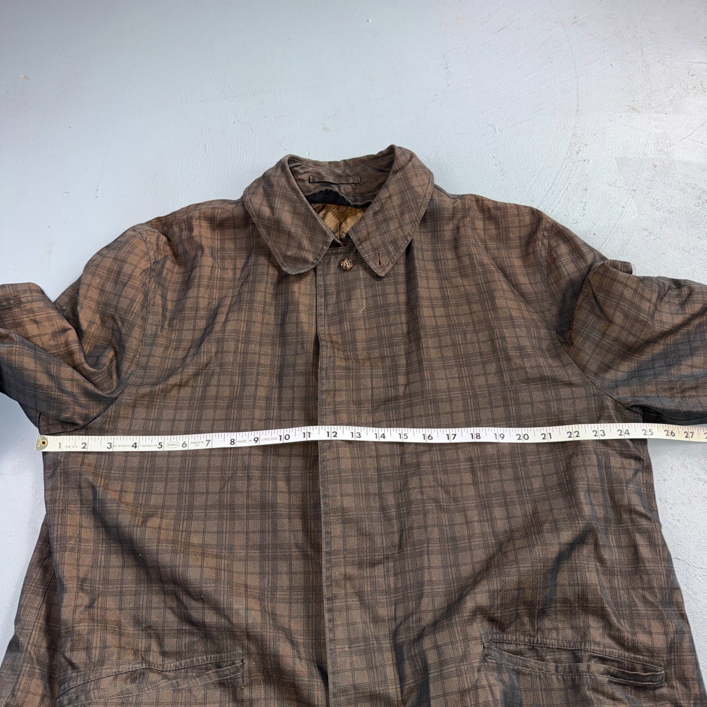 Vintage Size 42 All Weather Trench Coat Men Brown Button Rain Coat 1960s 60s