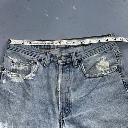 Levis 501 Vintage 90s Straight Leg Jeans 32x30 80s Light Wash Act 28x30 Thrashed
