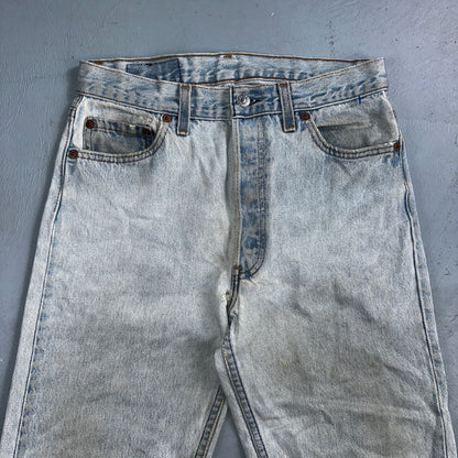 Levis 501 Vintage 90s USA XX Straight Leg Jeans Blue Light Wash 30x34 Act 28x29