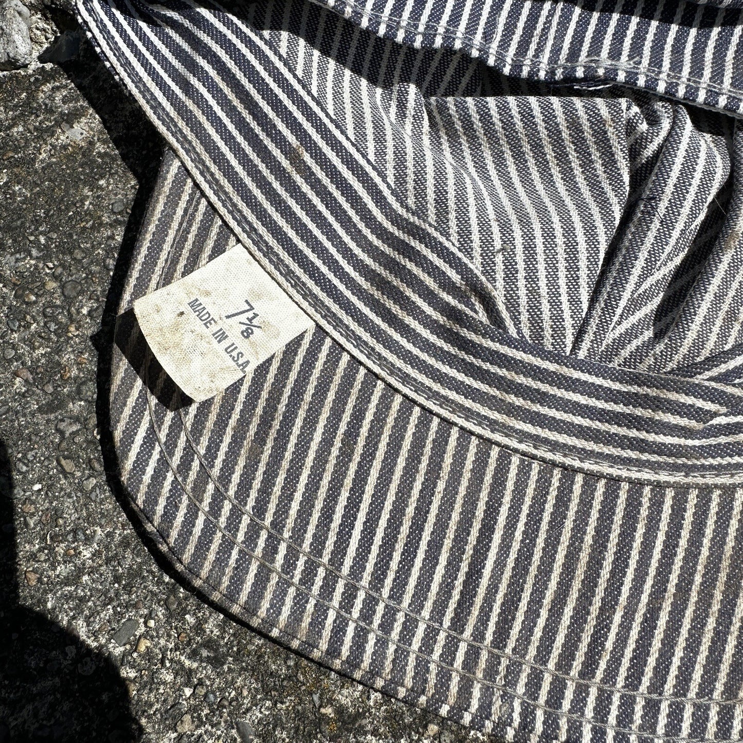 Railroad Engineer Striped Conductor Hat Cap Blue White Trucker 7 3/8 Rockabilly