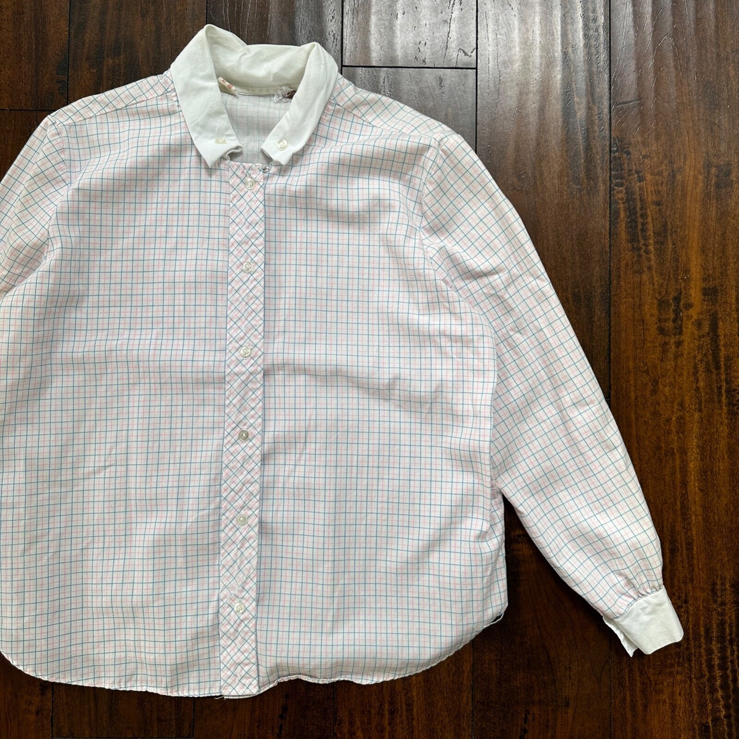 VTG 70s women's White Plaid Flannel Shirt Grunge Punk 40 Checkered jane hunt