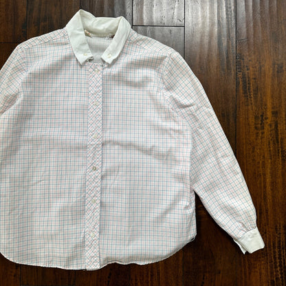 VTG 70s women's White Plaid Flannel Shirt Grunge Punk 40 Checkered jane hunt