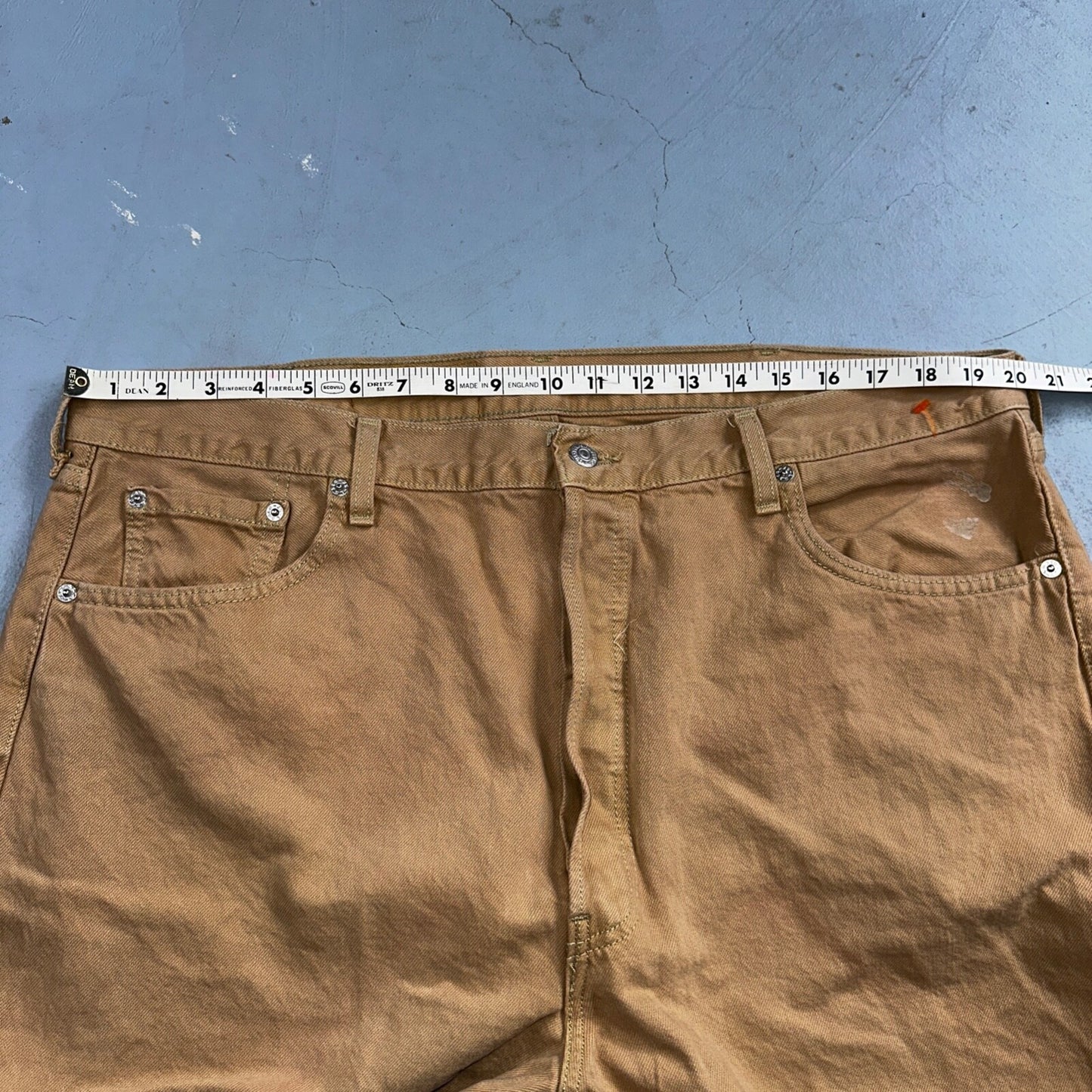 Levis 501 Vintage 90s USA XX Straight Leg Jeans Khaki Brown Wash 42x32 Act 40x32