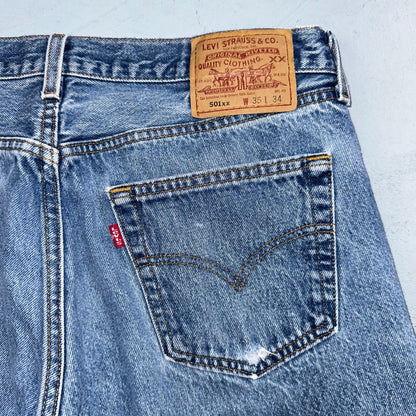 Levis 501 Vintage 90s USA XX Straight Leg Jeans Blue Light Wash 35x34 Act 33x31