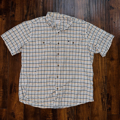 Carhartt Mens Size 2XL Relaxed Fit Blue Check Button Down Up Short Sleeve Shirt