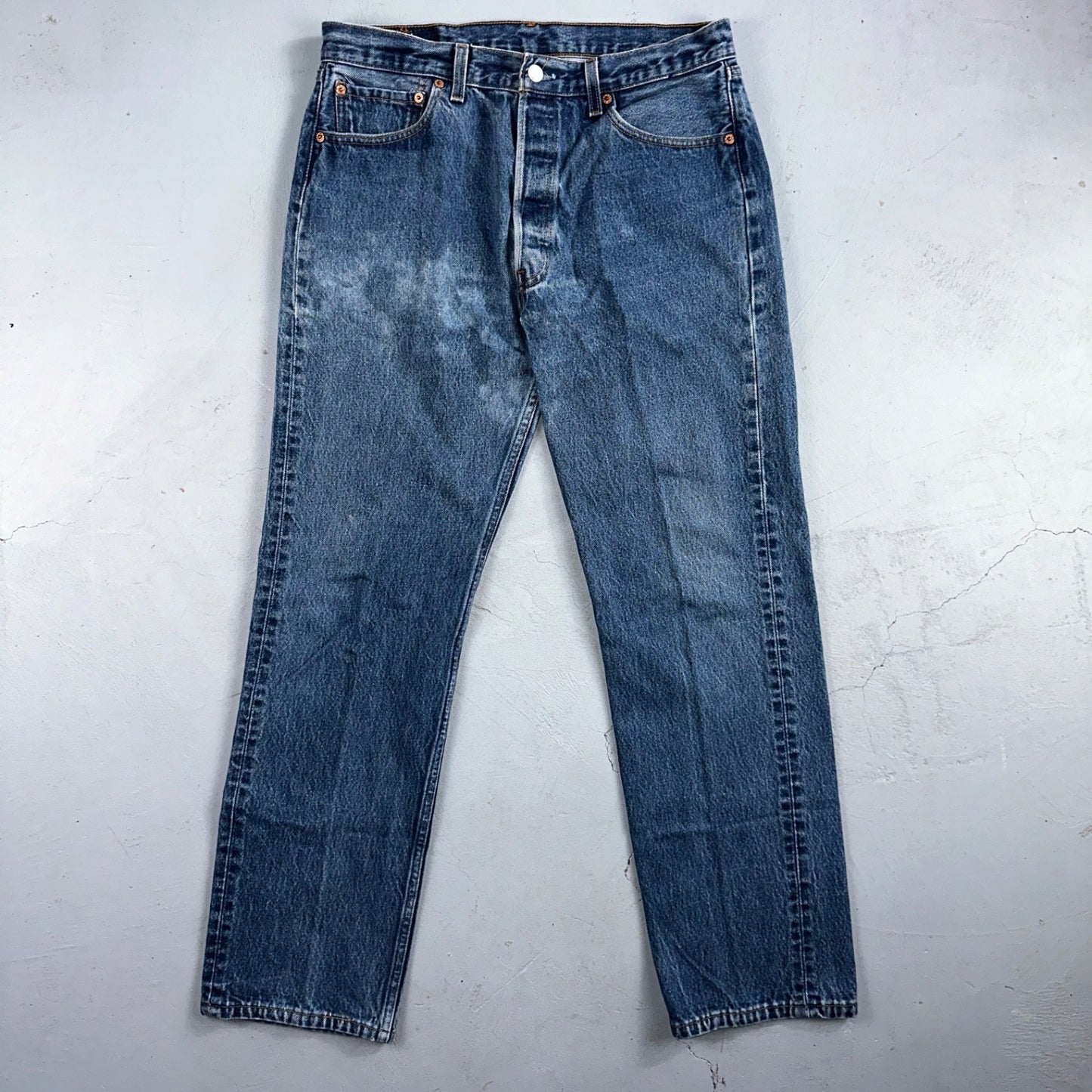 Levis 501 Vintage 90s USA XX Straight Leg Jeans Blue Light Wash 35x34 Act 32x30