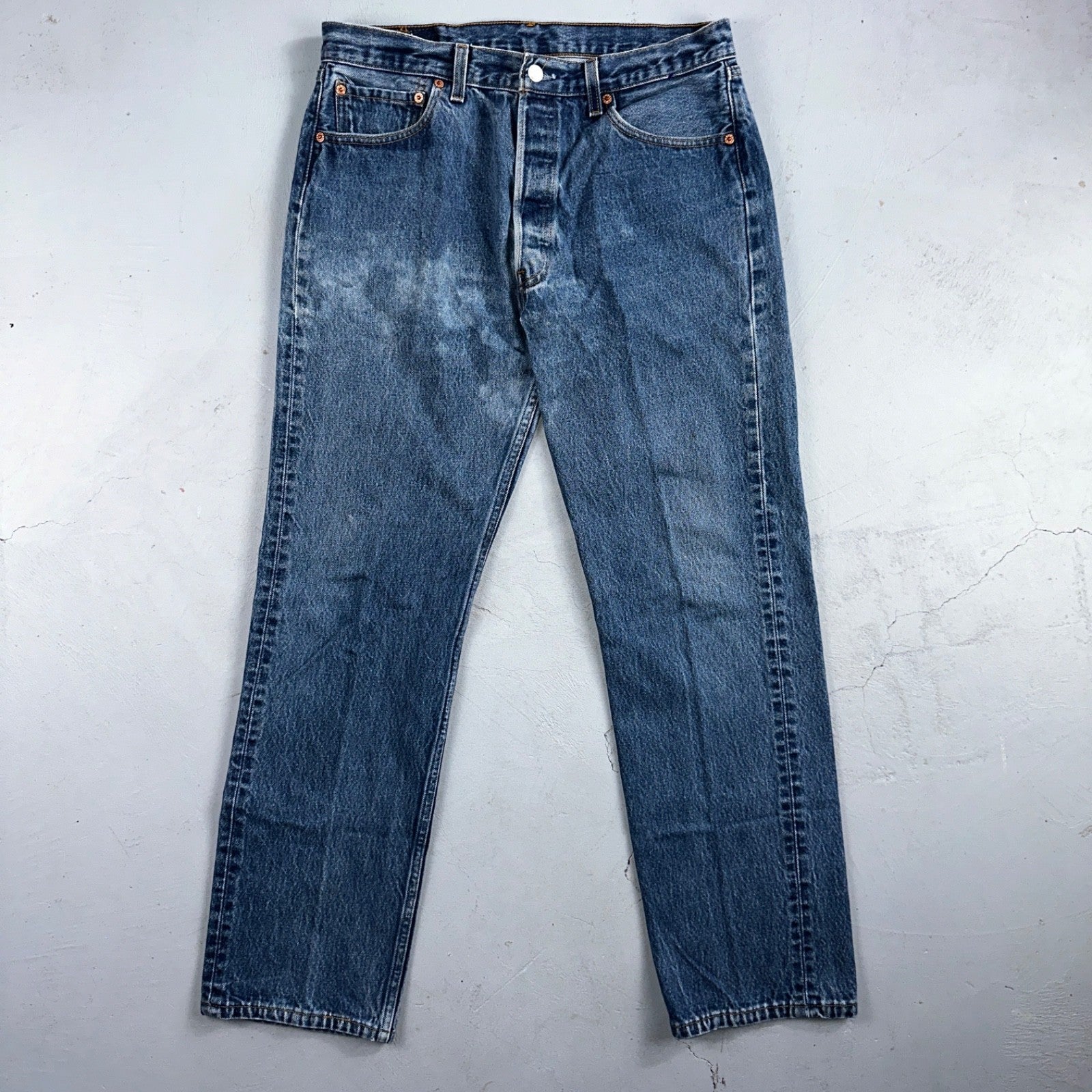 Levis 501 Vintage 90s USA XX Straight Leg Jeans Blue Light Wash 35x34 Act 32x30