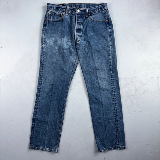 Levis 501 Vintage 90s USA XX Straight Leg Jeans Blue Light Wash 35x34 Act 32x30