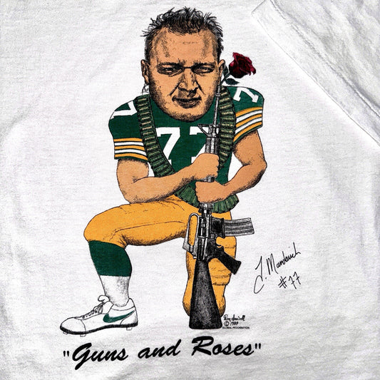 Tony Mandarich NFL Green Bay Packers VTG Nike T Shirt Guns N Roses Rap Football