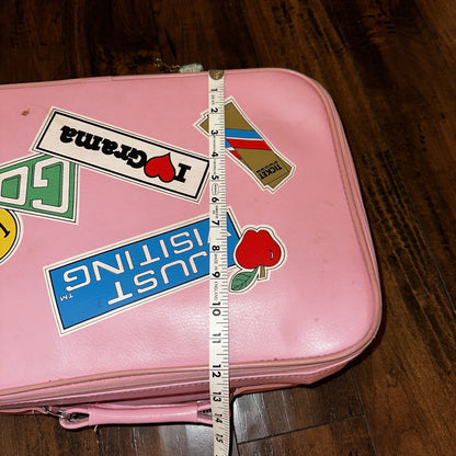 Vintage Childrens Pink Suitcase Just Visiting  Grandmas House Girls Travel Cute