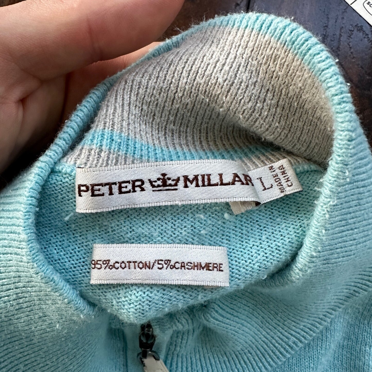 Peter Millar Sweater Men L Crown Soft Cotton Cashmere 1/4 Quarter Zip Pullover