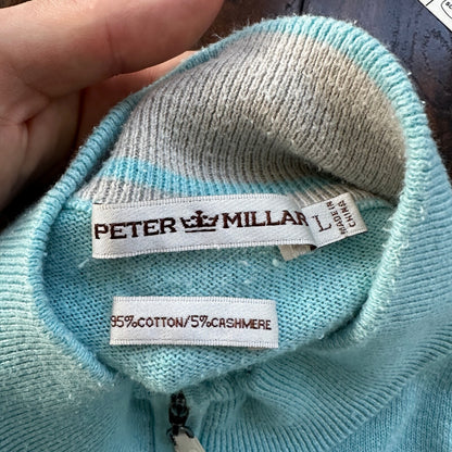 Peter Millar Sweater Men L Crown Soft Cotton Cashmere 1/4 Quarter Zip Pullover