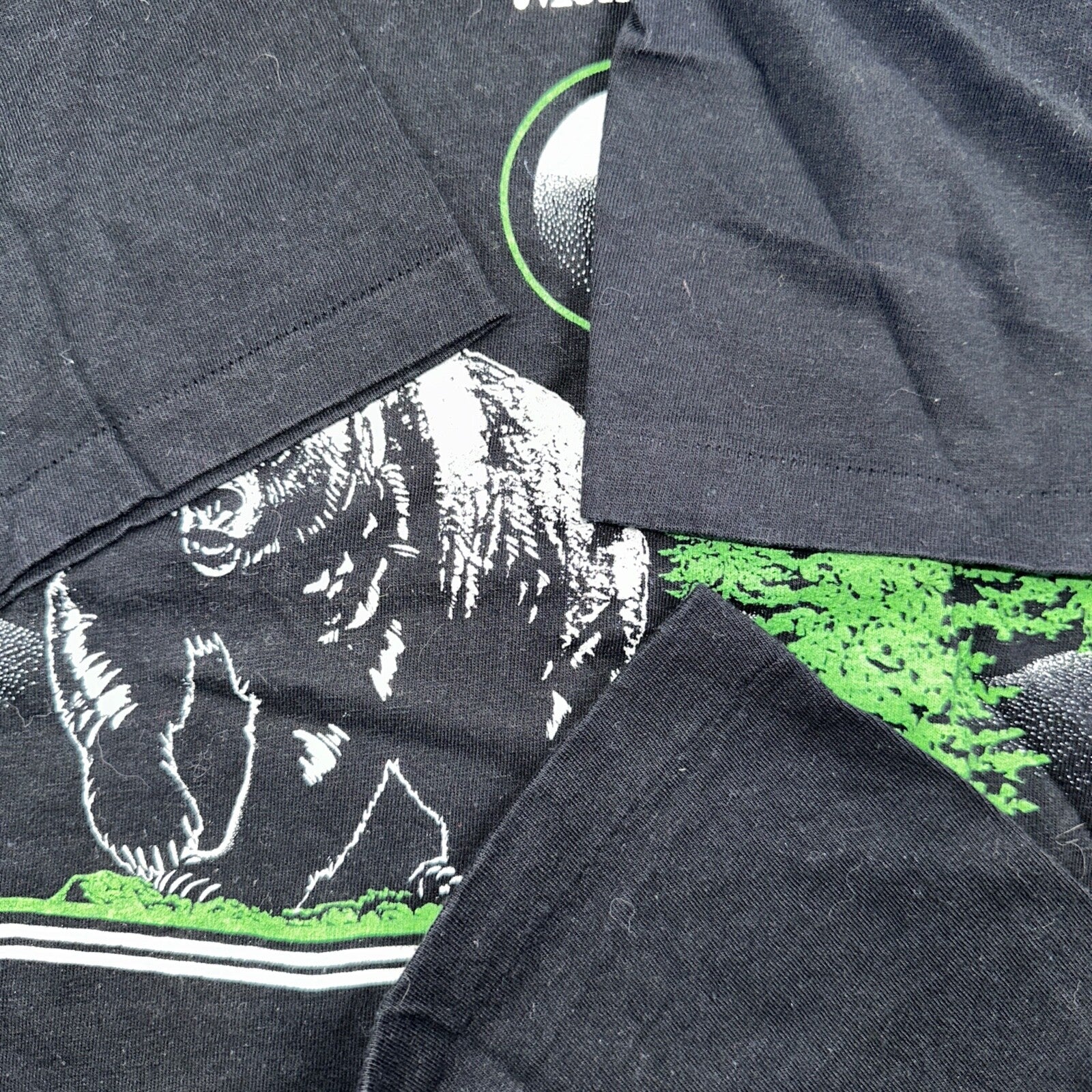 Bear Mountain Montana VTG T Shirt Double Sided 80s Black Art Moon Nature Animal