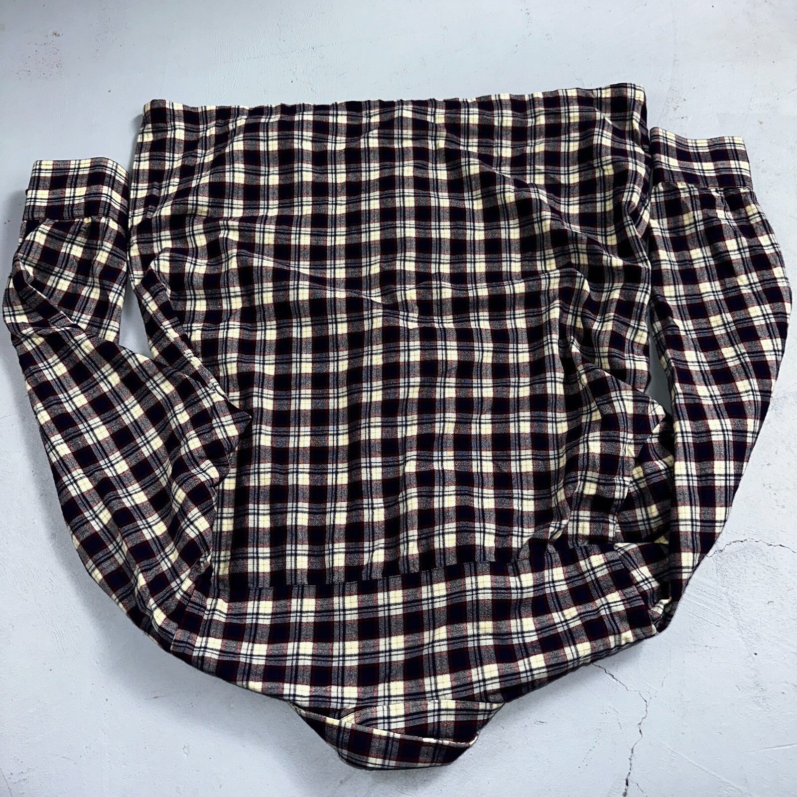 Vanson Flannel Shirt Plaid 1960s 1970s Rockabilly Black Red Grunge Wool Like Mat