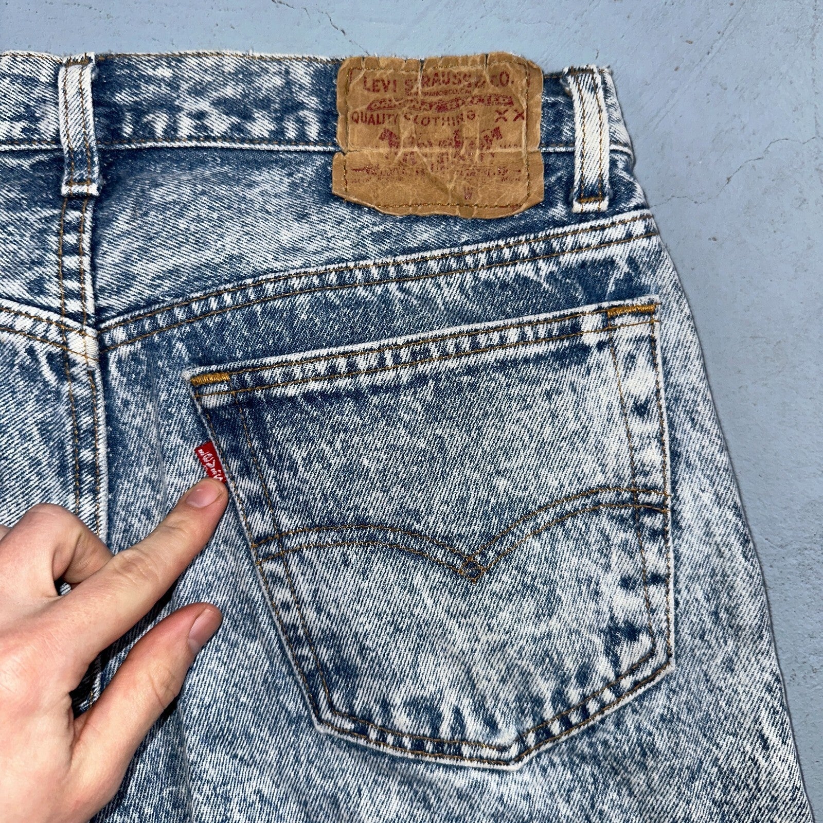 Levis 501 Vintage 80s USA XX Straight Leg Jeans Blue Acid Wash 32x34 Act 31x33