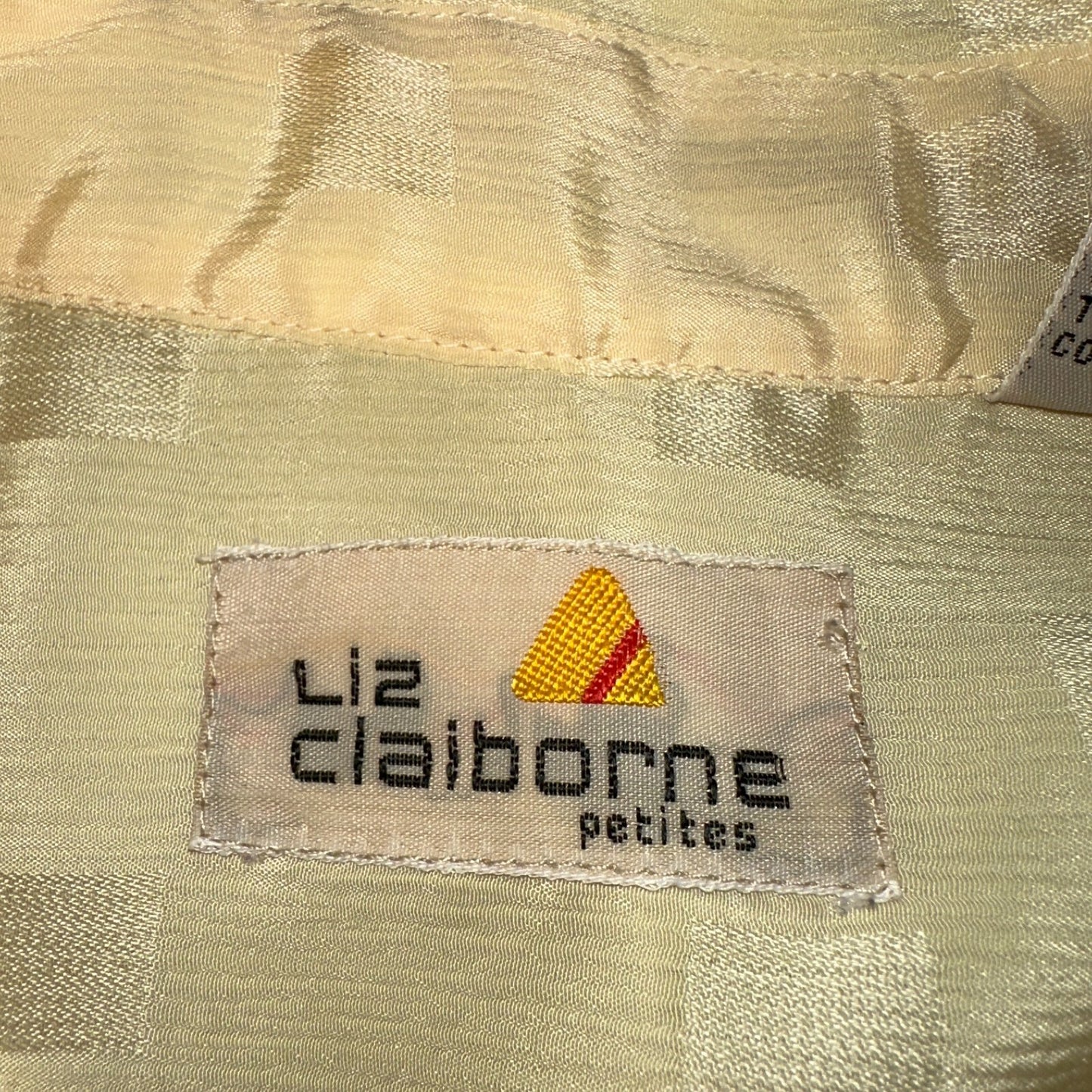 Liz Claiborne VTG Womens Button Front Blouse Shirt 8 P Crop Petite Checker