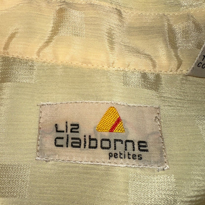 Liz Claiborne VTG Womens Button Front Blouse Shirt 8 P Crop Petite Checker