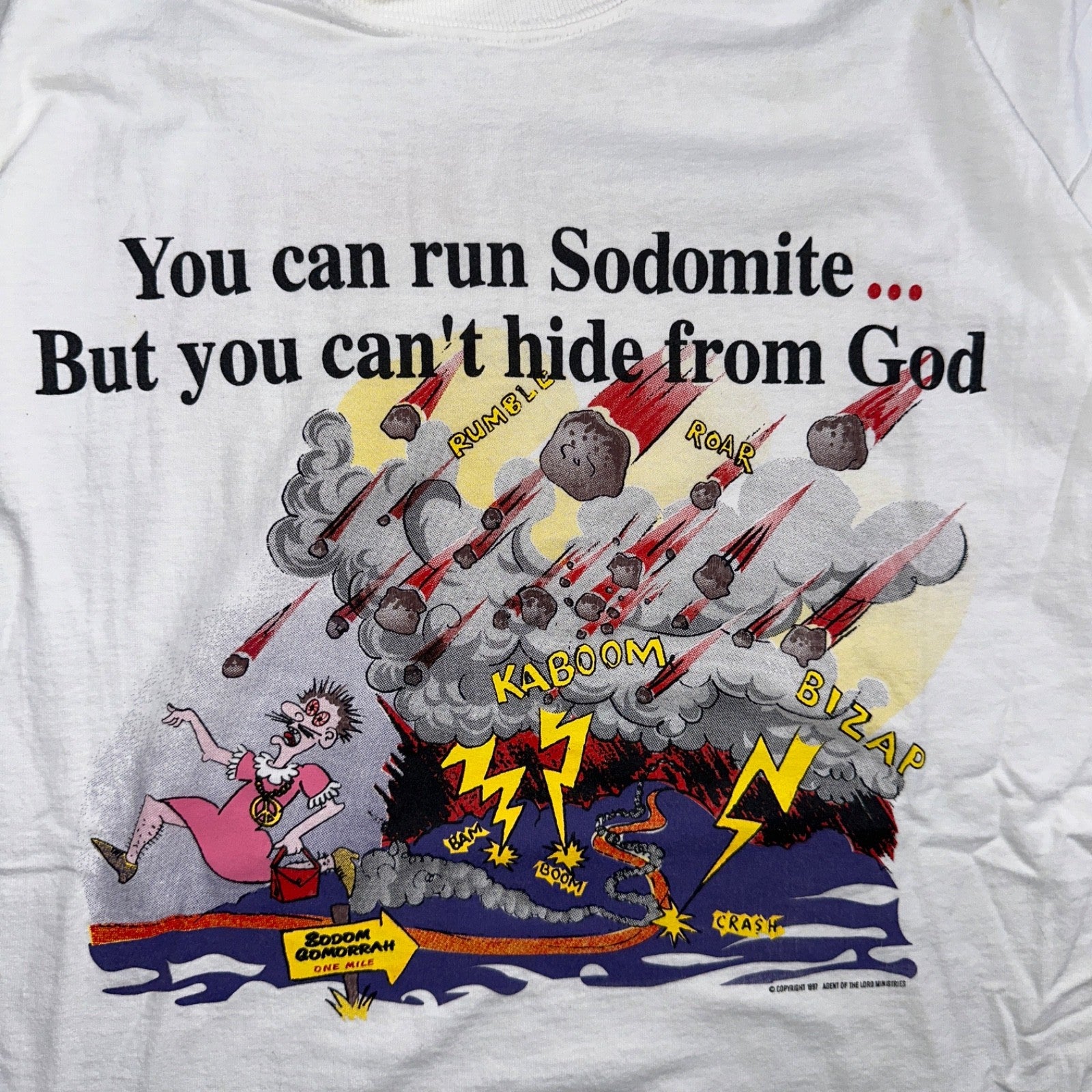 Jesus God VTG T Shirt Sodomite End Of World Genesis Earth Bible Study Graphic