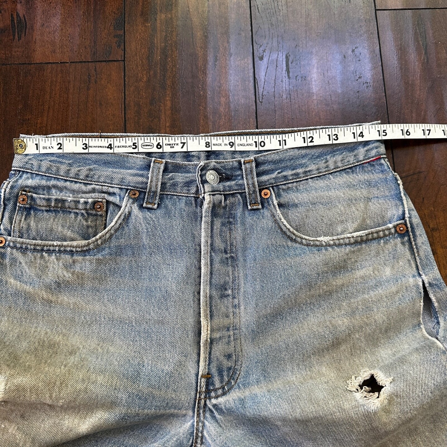 Levis 501 Vintage 90s Straight Leg XX USA Jeans 32x36 Thrashed Wash Act 30x31