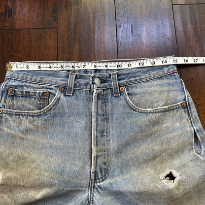 Levis 501 Vintage 90s Straight Leg XX USA Jeans 32x36 Thrashed Wash Act 30x31
