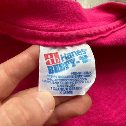 Hanes Beefy Blank Vintage T Shirt 80s Pink Simple Cool Single Stitch USA 90s