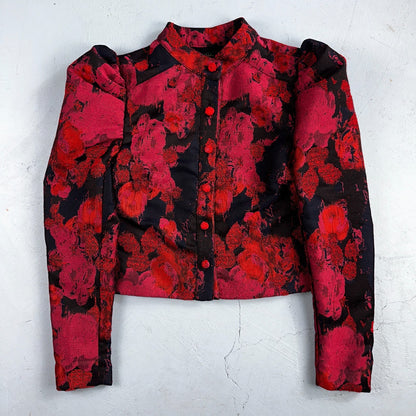 House Of Harlow 1960 Jacket Women Red Cropped REVOLVE Silvio Top Floral M
