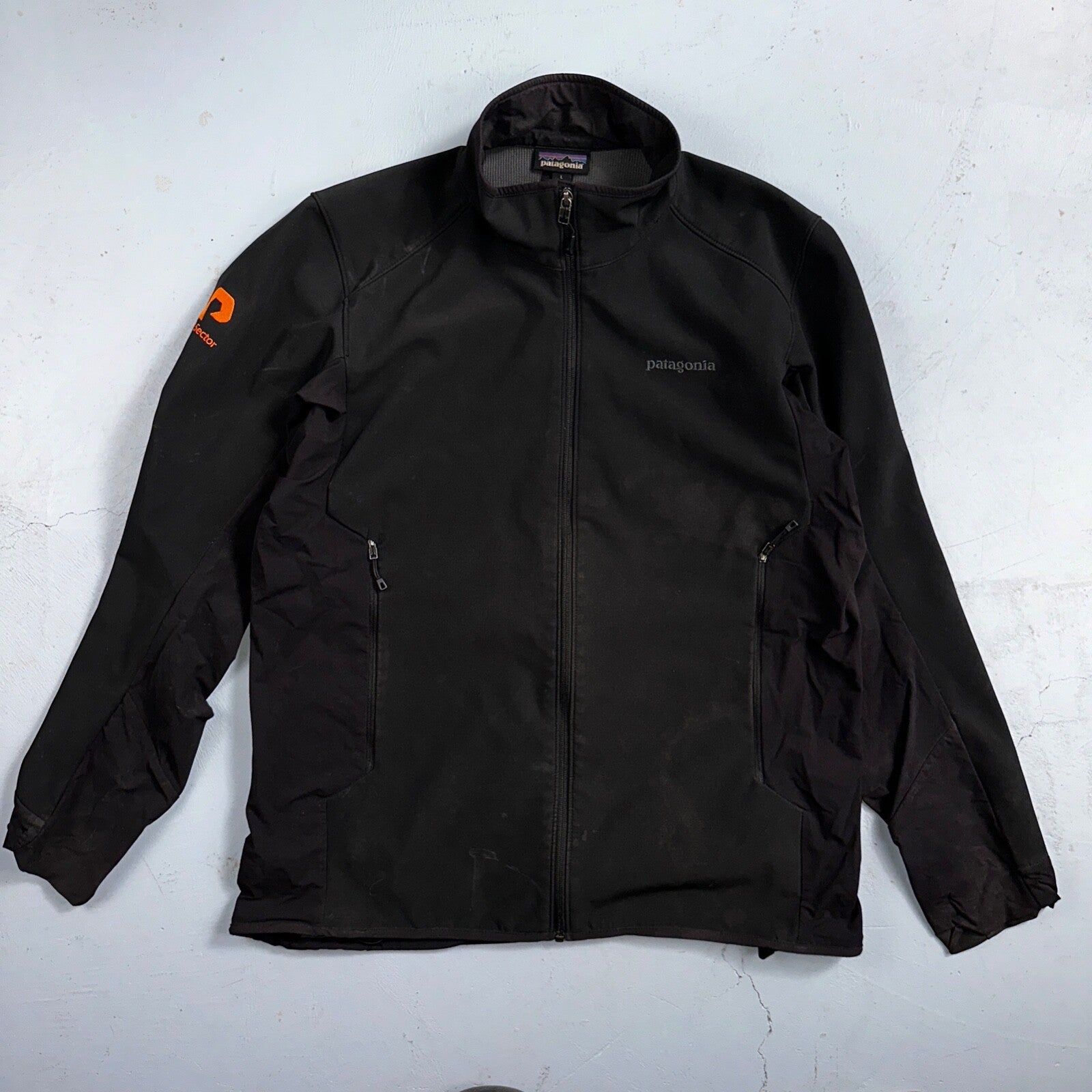 Patagonia Men’s L Black Adze Polartec Hybrid Jacket Coat Company Logo Full Zip