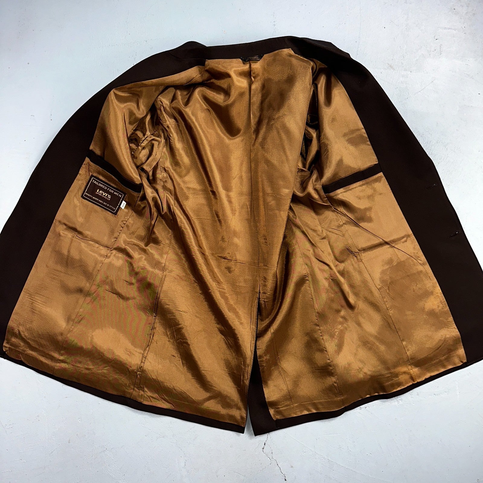 VTG Mens 2 PC Suit 40 Jacket Coat Pants Brown Levis Panatela Polyester 80s