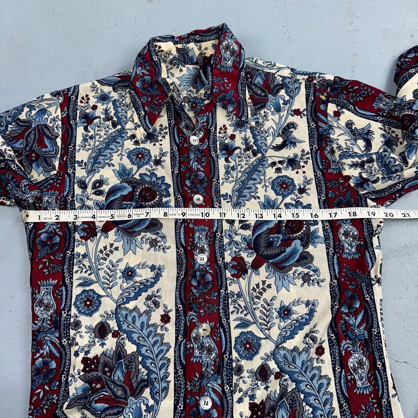 VTG 70s Disco Shirt Men’s Size Small Original 1970s Paisley Floral Rockabilly