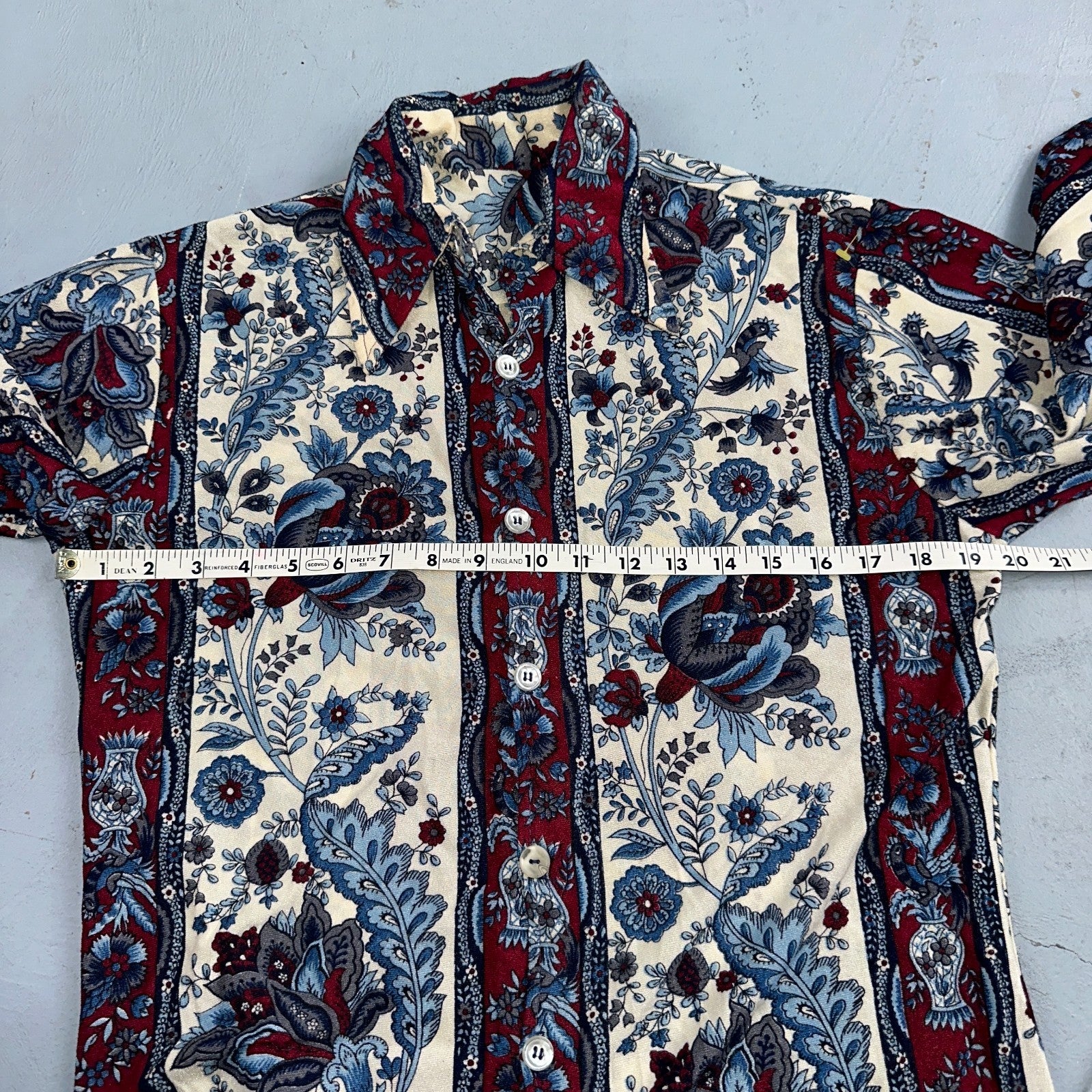 VTG 70s Disco Shirt Men’s Size Small Original 1970s Paisley Floral Rockabilly