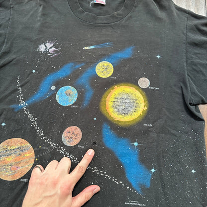 Galaxy Milky Way Earth 90s VTG T Shirt Single Stitch Saturn Planets Cool Space