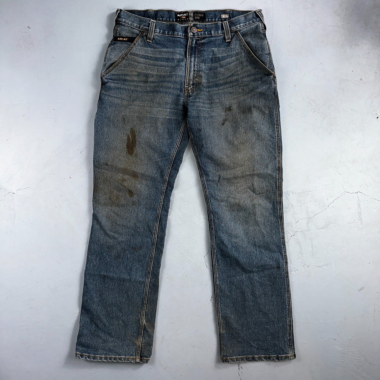 Ariat Rebar Jeans Men's 35x34 Blue M4 Workhorse Edge Boot Cut Western