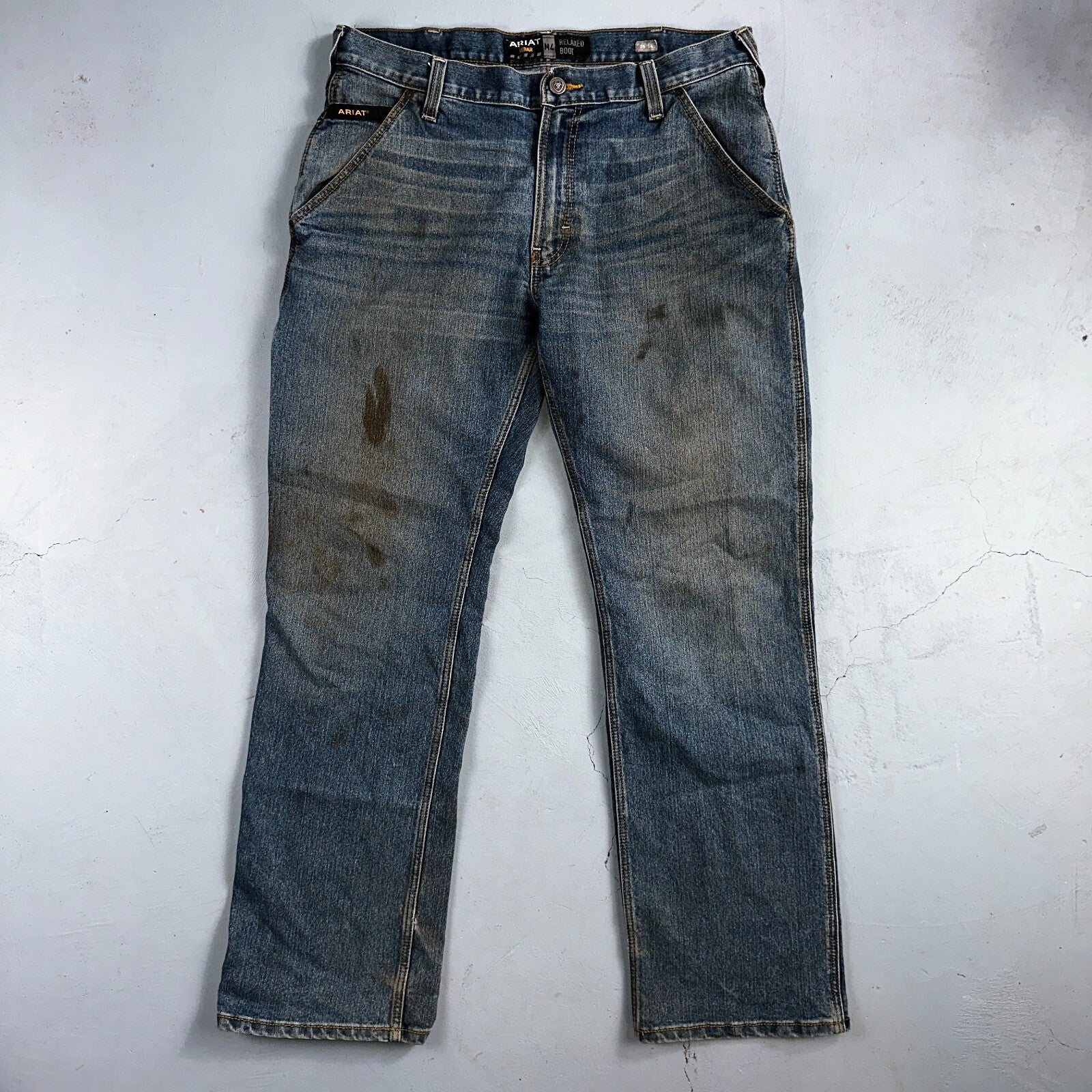 Ariat Rebar Jeans Men's 35x34 Blue M4 Workhorse Edge Boot Cut Western