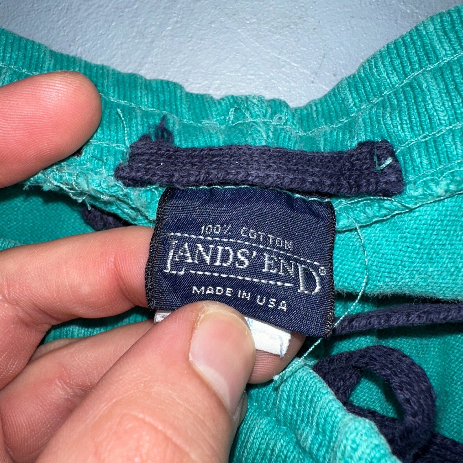 Vintage 90s Lands End Fleece Sweatpants Adult M Green Made In USA Champion