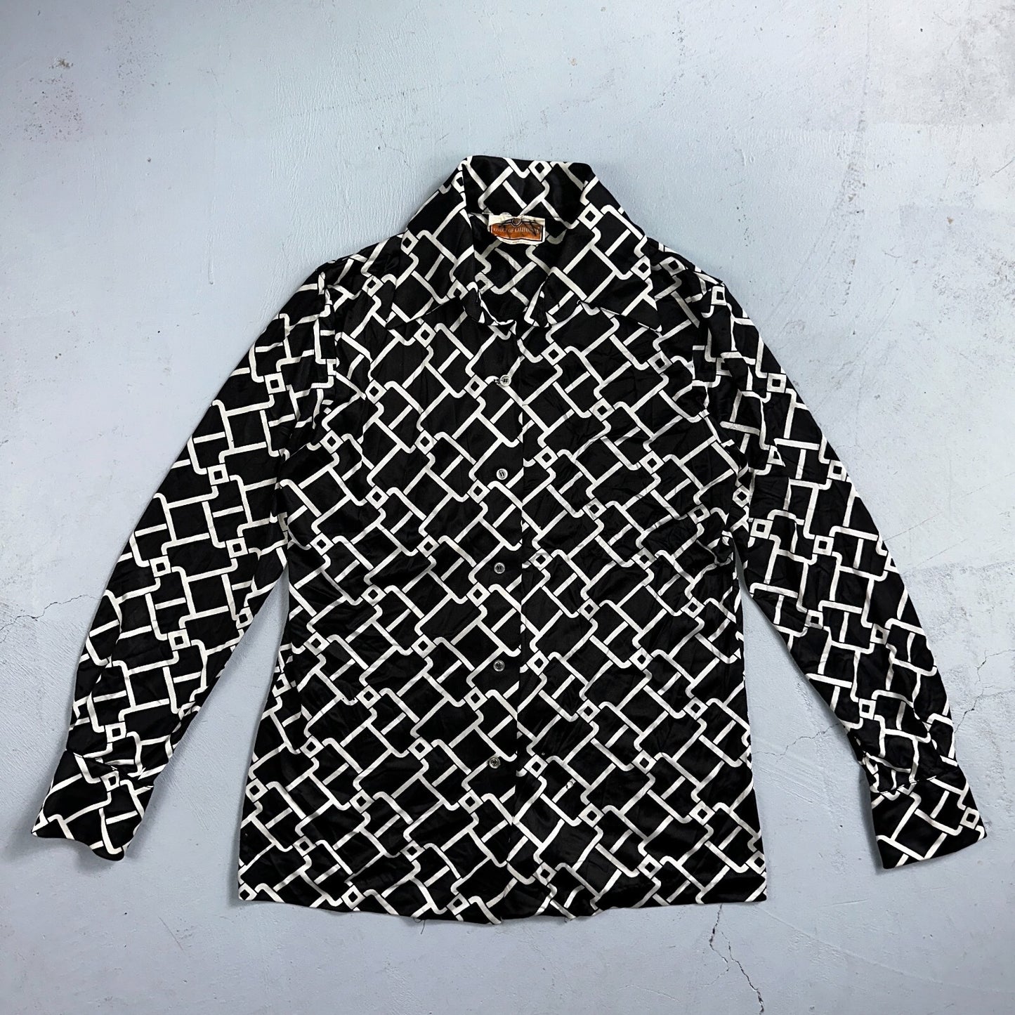 Koret of California Sz 16 Vintage Button Shirt Jacket Collar 70s Rockabilly 60s