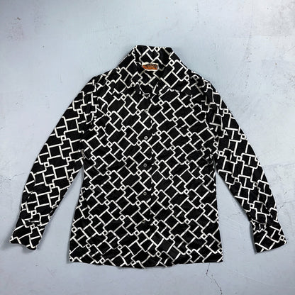 Koret of California Sz 16 Vintage Button Shirt Jacket Collar 70s Rockabilly 60s