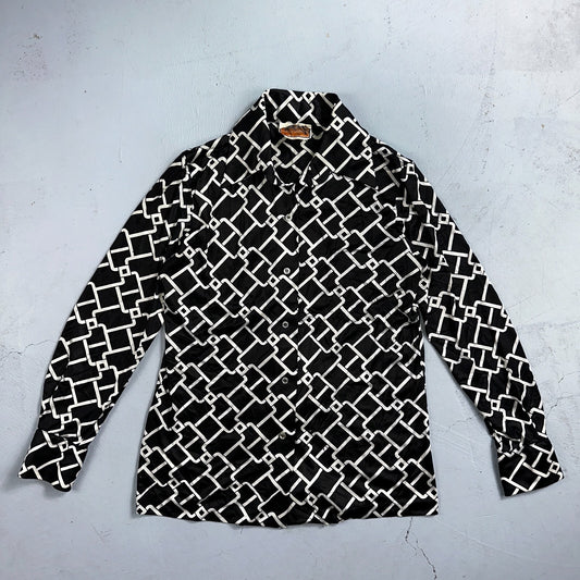 Koret of California Sz 16 Vintage Button Shirt Jacket Collar 70s Rockabilly 60s