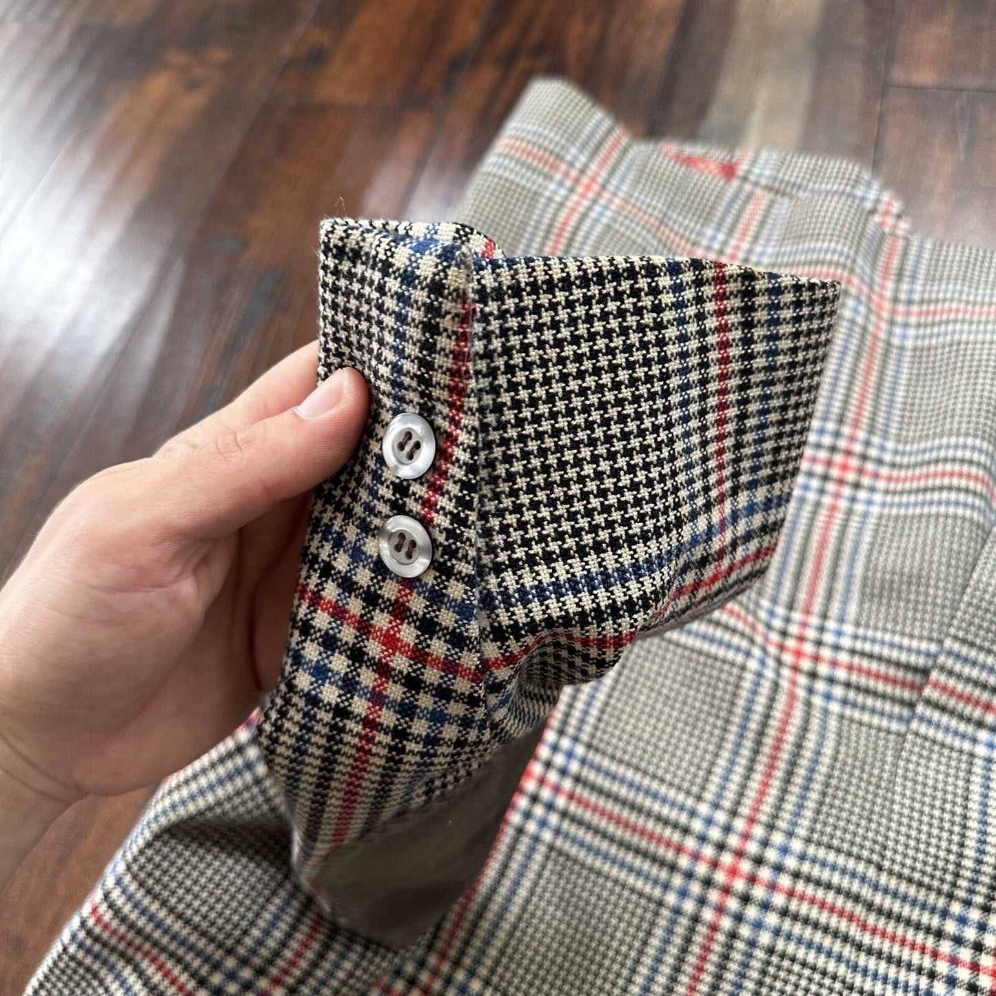 1960s 1970s Gray Cashemere Sport Jacket VTG Mens Suit 46 Rockabilly Stripe Plaid