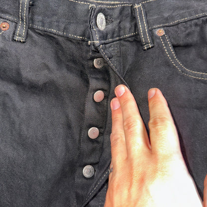 Levis 501 Vintage 90s XX Straight Leg Jeans Black Overdye Wash 36x30 Act 34x29