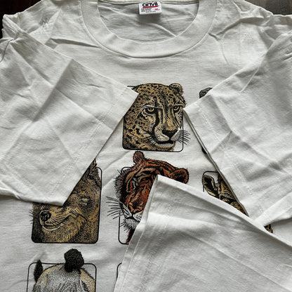 Anvil 90s Zoo Animals Cheetah Tigers Panda Vintage T Shirt Single Stitch 1990s