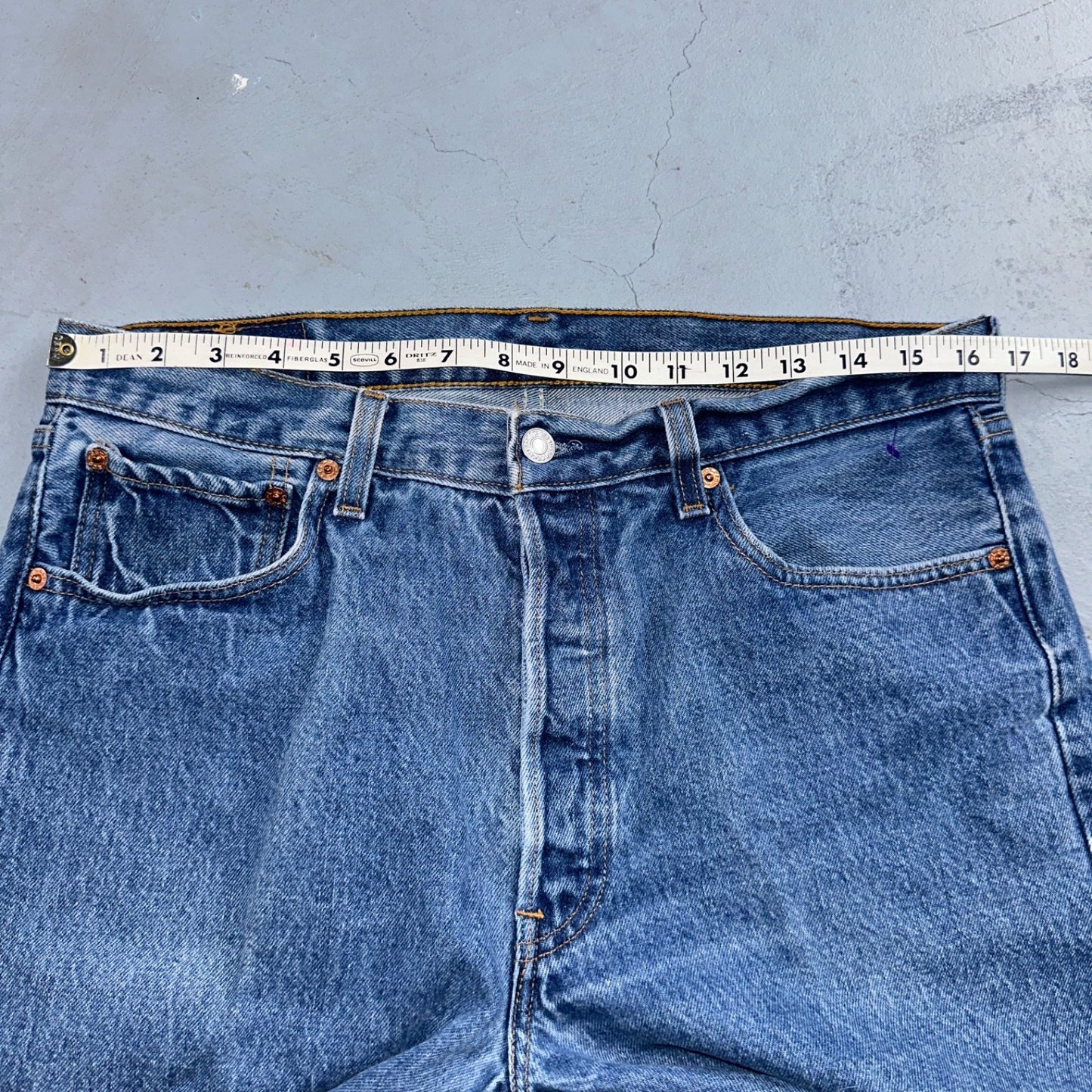 Levis 501 Vintage 90s USA XX Straight Leg Jeans Blue Med Wash 35x34 Act 33x30