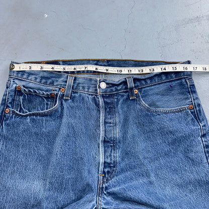 Levis 501 Vintage 90s USA XX Straight Leg Jeans Blue Med Wash 35x34 Act 33x30